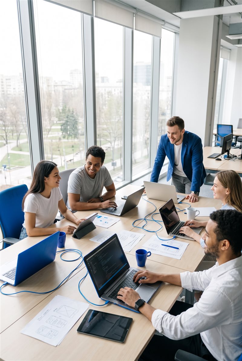 Equipo de desarrollo trabajando
